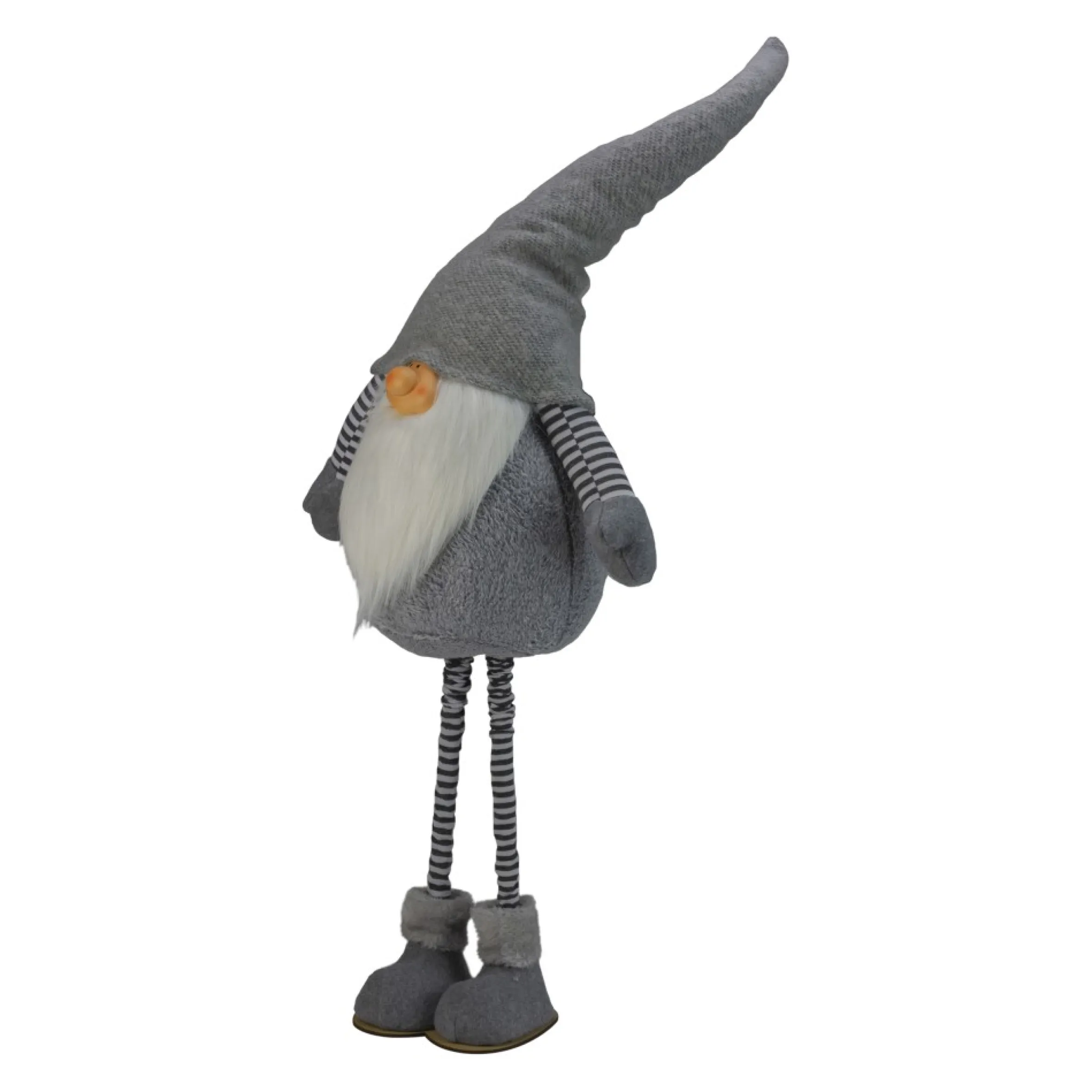 42" Gray And White Adjustable Height Chubby Smirking Gnome