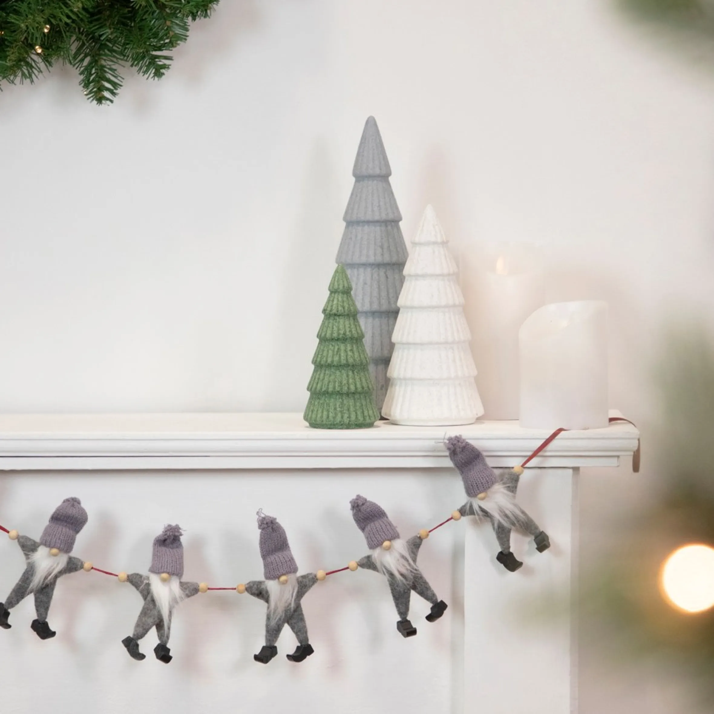 30" Gray And White Knit Gnome Novelty Christmas Garland