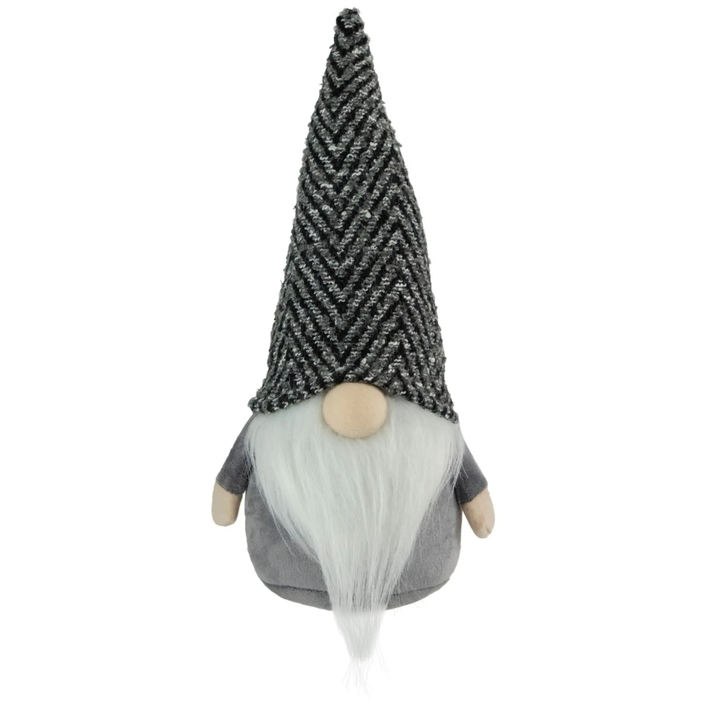 12" Gray And White Standing Gnome Tabletop Christmas Decoration