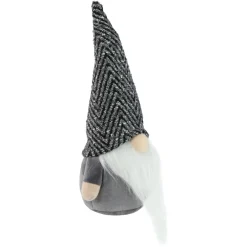 12" Gray And White Standing Gnome Tabletop Christmas Decoration