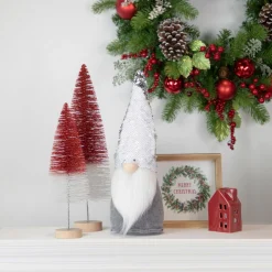 14" Gray Standing Christmas Gnome With Silver Flip Sequin Hat