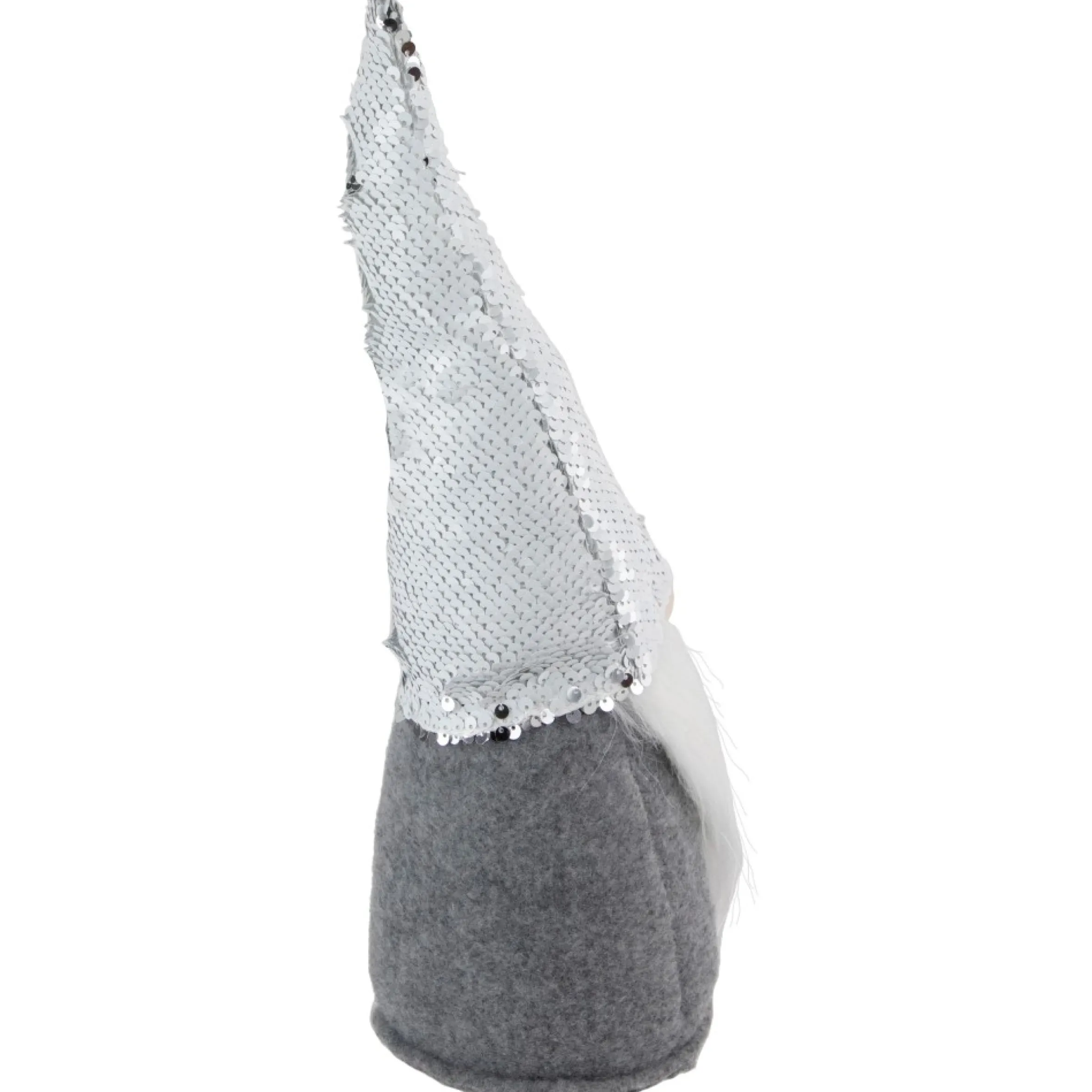 14" Gray Standing Christmas Gnome With Silver Flip Sequin Hat