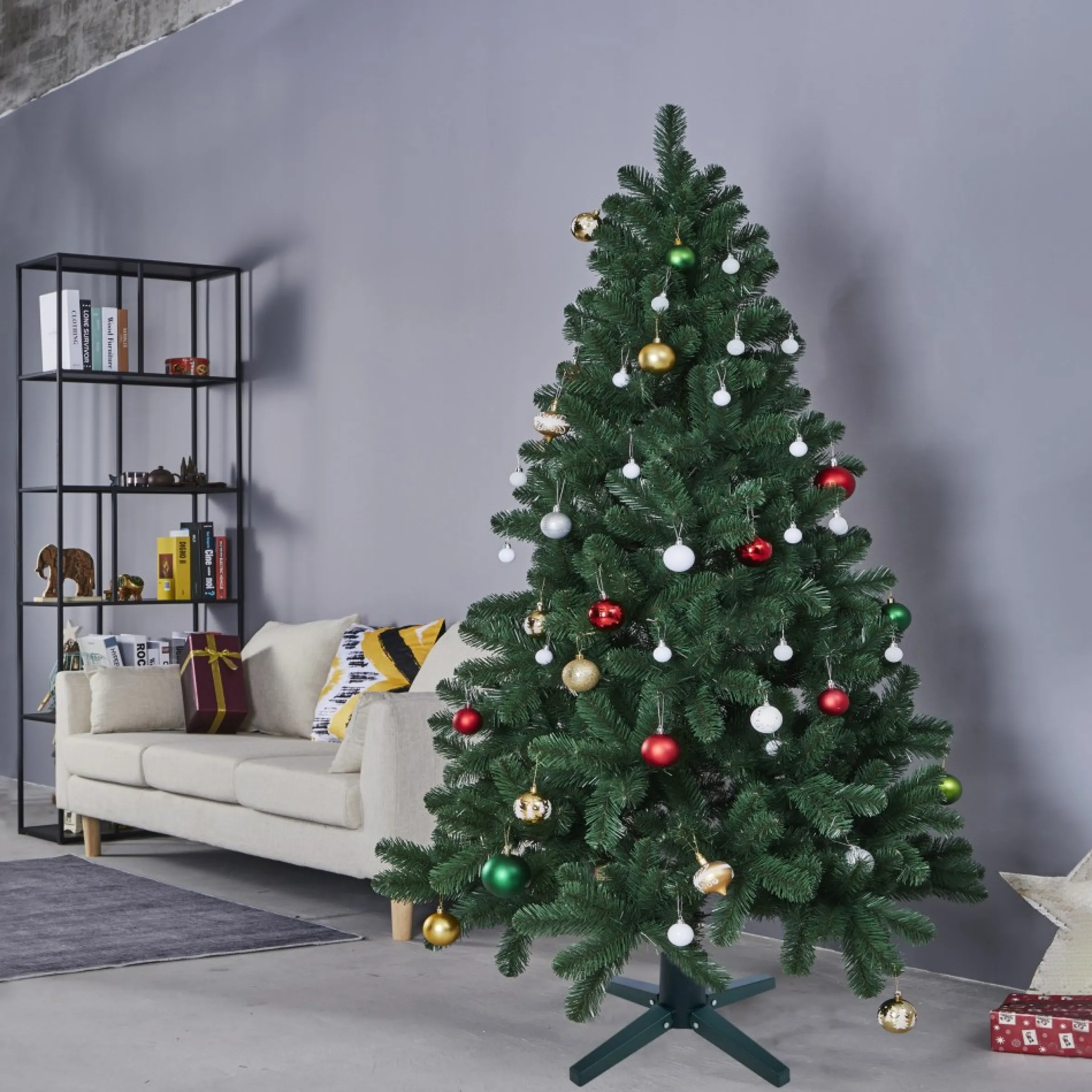 Green Adjustable Artificial Christmas Tree Stand - For Trees Up To 7.75Ft Tall
