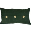 20" Green And Beige Rectangular Velvet Throw Pillow With Buttons