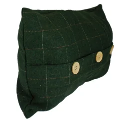 20" Green And Beige Rectangular Velvet Throw Pillow With Buttons