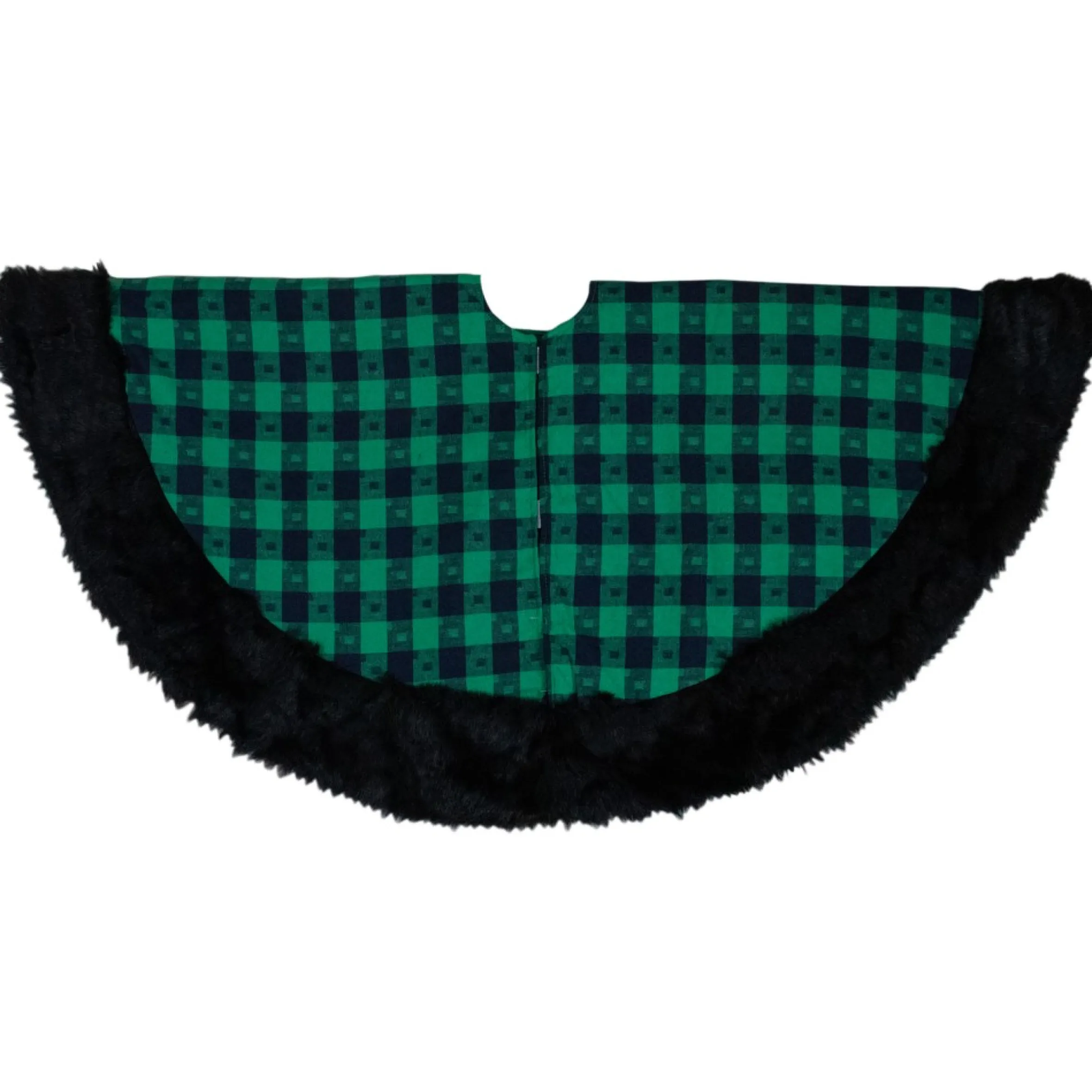 48" Green And Black Plaid Christmas Tree Skirt