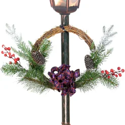 4' Green And Black Pre-Lit Christmas Lamp Post, Clear Lights