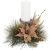 19" Green And Brown Poinsettia Pine Cone Christmas Candle Holder