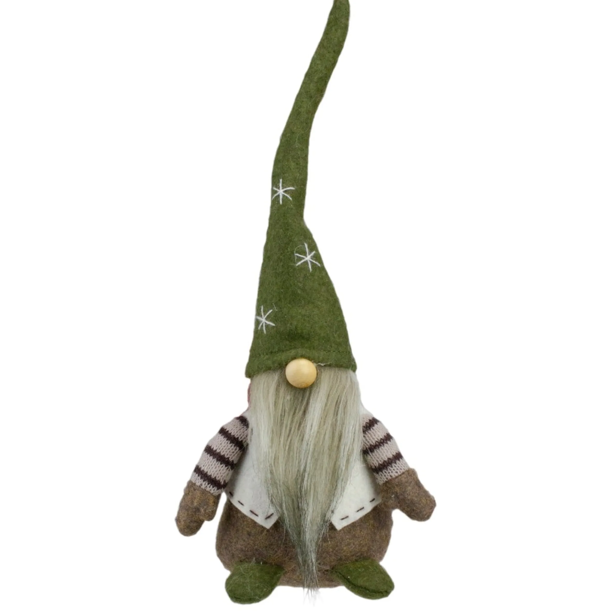12" Green And Brown Sitting Gnome With Vest Christmas Figure