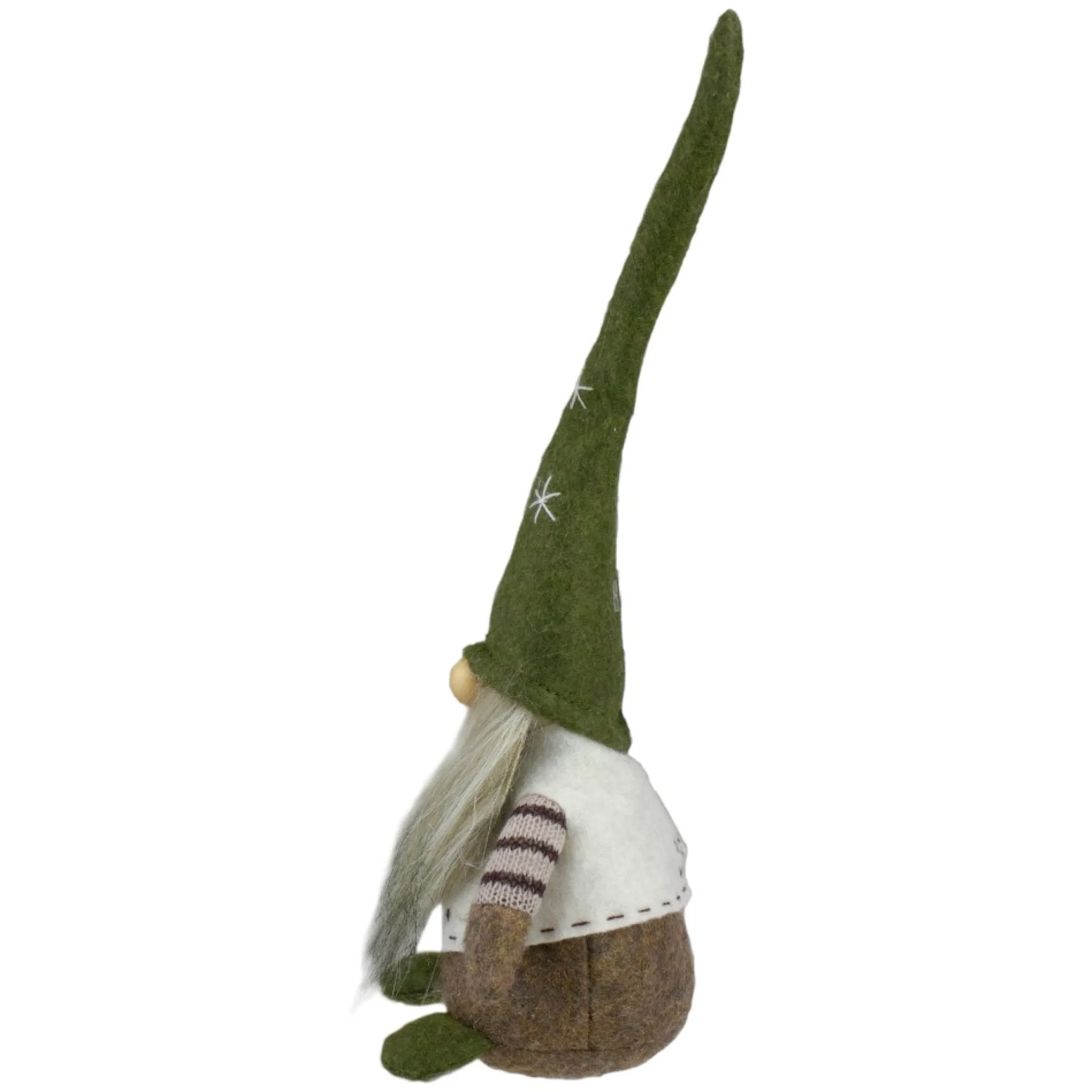 12" Green And Brown Sitting Gnome With Vest Christmas Figure