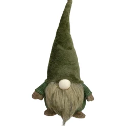 17" Green And Brown Sitting Gnome Christmas Tabletop Decor