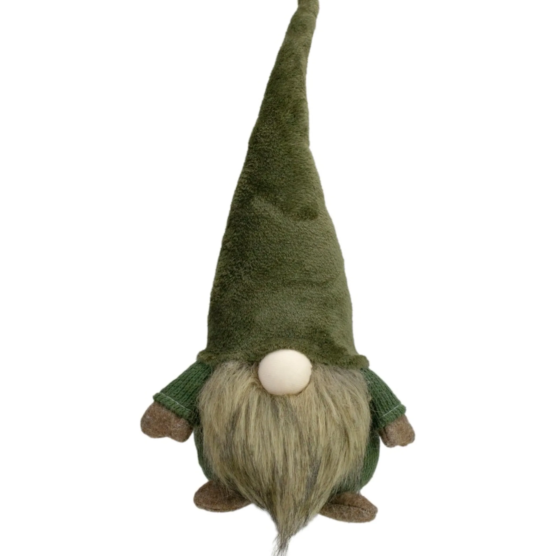 17" Green And Brown Sitting Gnome Christmas Tabletop Decor