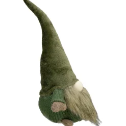 17" Green And Brown Sitting Gnome Christmas Tabletop Decor