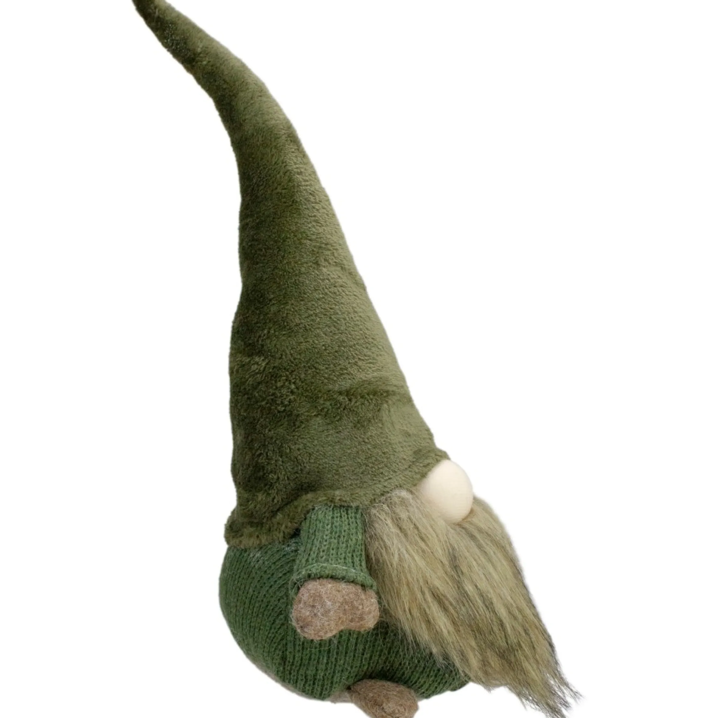 17" Green And Brown Sitting Gnome Christmas Tabletop Decor
