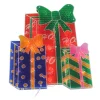 17" Green And Red Double-Sided Lighted Holographic Shimmering Christmas Presents Window Silhouette
