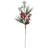 31" Green And Red Frosted Artificial Christmas Spray With Berries And Pine Cones