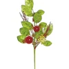 19" Green And Red Leaves With Pine Cones Artificial Christmas Spray
