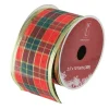 Green And Red Plaid Wired Christmas Craft Ribbon 2.5" X 10 Yards