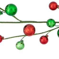 4' Green And Red Shatterproof Ornament Ball Christmas Garland