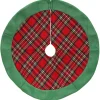 24" Green And Red Tartan Christmas Tree Skirt