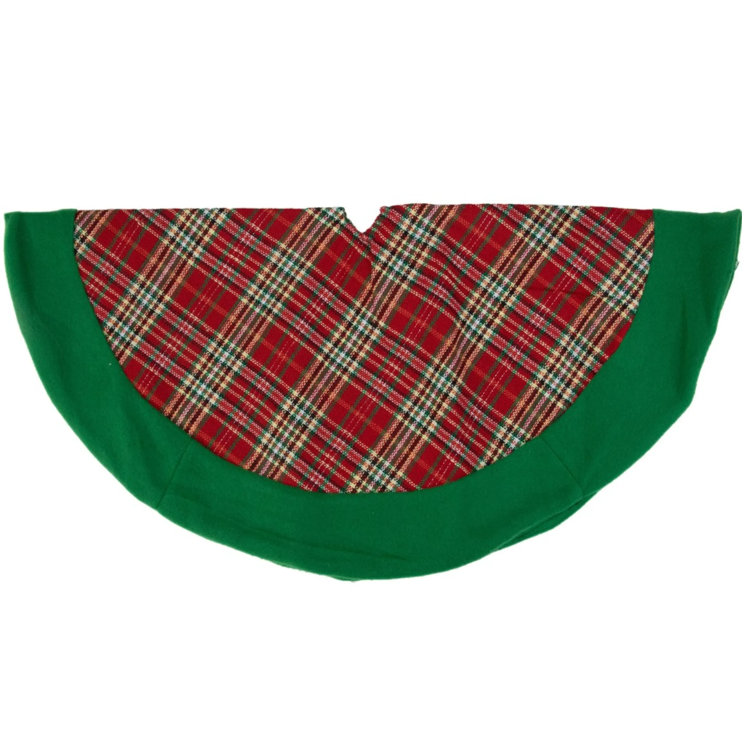 24" Green And Red Tartan Christmas Tree Skirt
