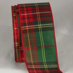 Green And Red Tartan Plaid Wired Craft Ribbon 2.5" X 40 Yards