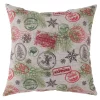 18" Green And Red Workshop Christmas Square Throw Pillow