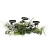 22" Green And Silver Mixed Pine With Blueberries Christmas Candle Holder Centerpiece