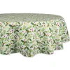 Green And White Boughs Of Holly Print Round Christmas Tablecloth 70"