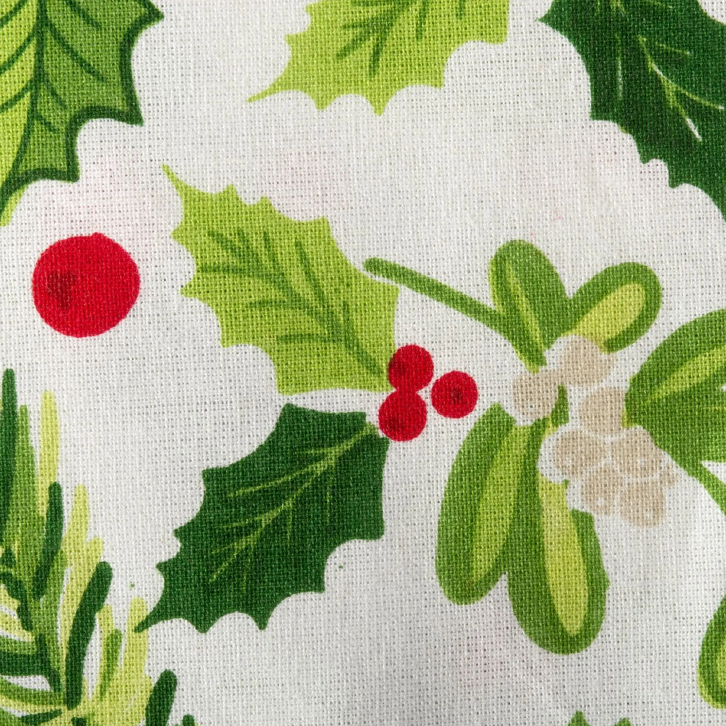 Green And White Boughs Of Holly Print Round Christmas Tablecloth 70"
