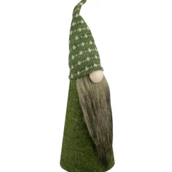 14" Green And White Cone Gnome Christmas Tabletop Decor
