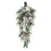 30" Green And White Festive Glow Christmas Teardrop, Unlit