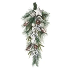 30" Green And White Festive Glow Christmas Teardrop, Unlit