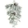 24" Green And White Frosted Christmas Teardrop Swag, Unlit
