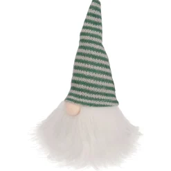 5.5" Green And White Striped Knit Gnome Christmas Figure