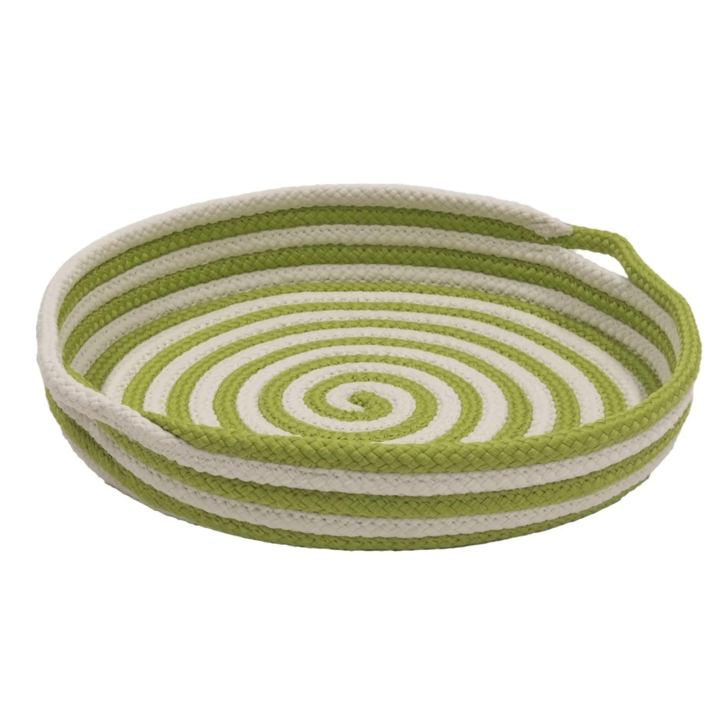 18" Green And White Woven Candy Cane Round Christmas Tray
