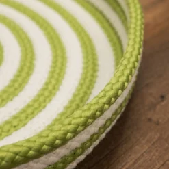18" Green And White Woven Candy Cane Round Christmas Tray