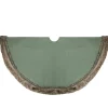 48" Green Burlap Christmas Tree Skirt With Faux Fur Trim