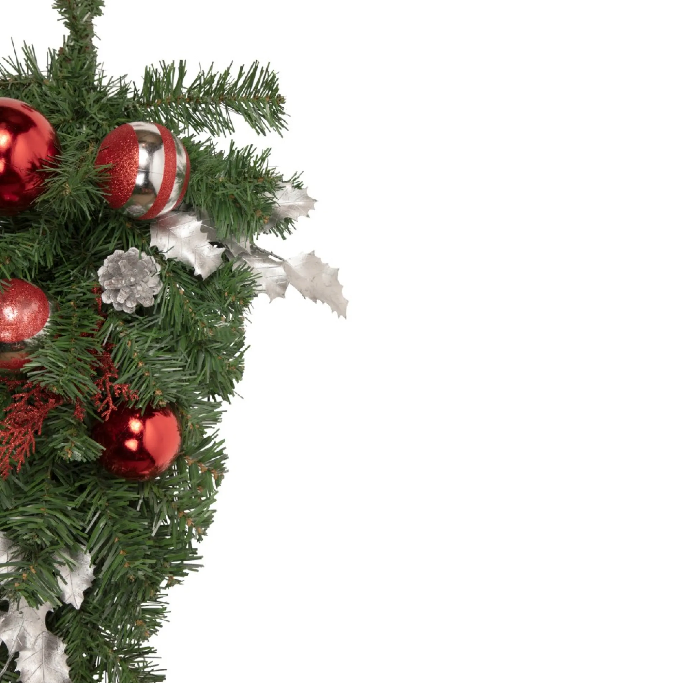 24" Green Cedar Artificial Christmas Teardrop Swag, Unlit