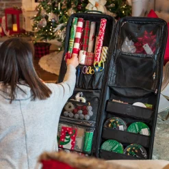 42" Green Christmas Deluxe Gift Wrap And Craft Station Bag