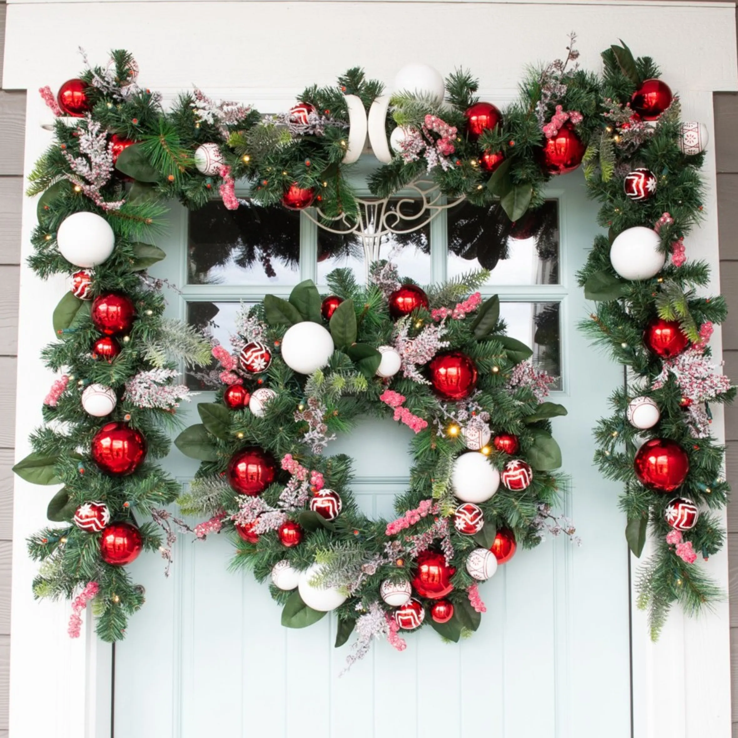 30" Green Christmas Nordic Led Artificial Wreath - Pre-Lit