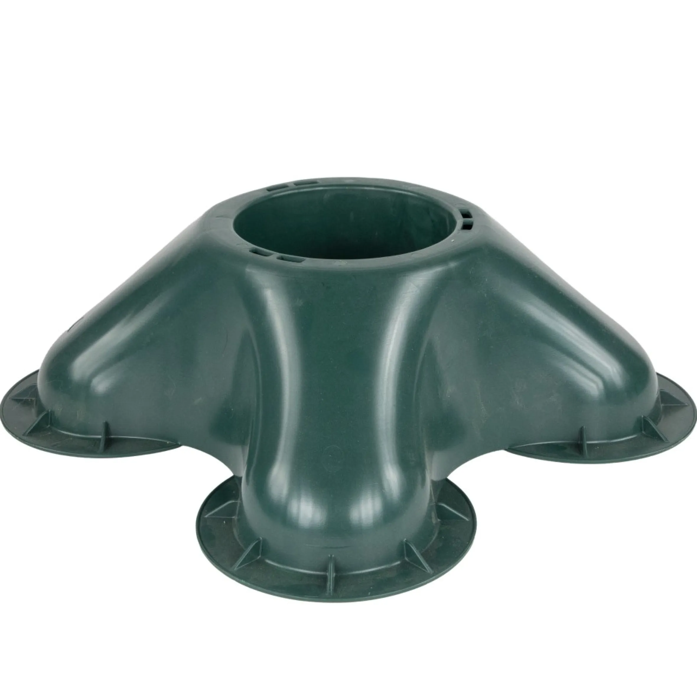 Green Christmas Tree Stand With Clamping System - For Live Trees Up To 10'