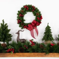 Green Colorado Spruce Artificial Christmas Wreath, 16-Inch, Unlit