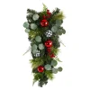 26" Greenery Ornament Artificial Christmas Teardrop Swag, Unlit
