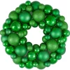 Green 3-Finish Shatterproof Ball Christmas Wreath - 13-Inch, Unlit