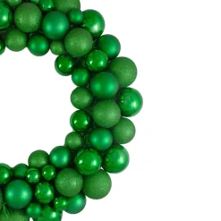 Green 3-Finish Shatterproof Ball Christmas Wreath - 24-Inch, Unlit