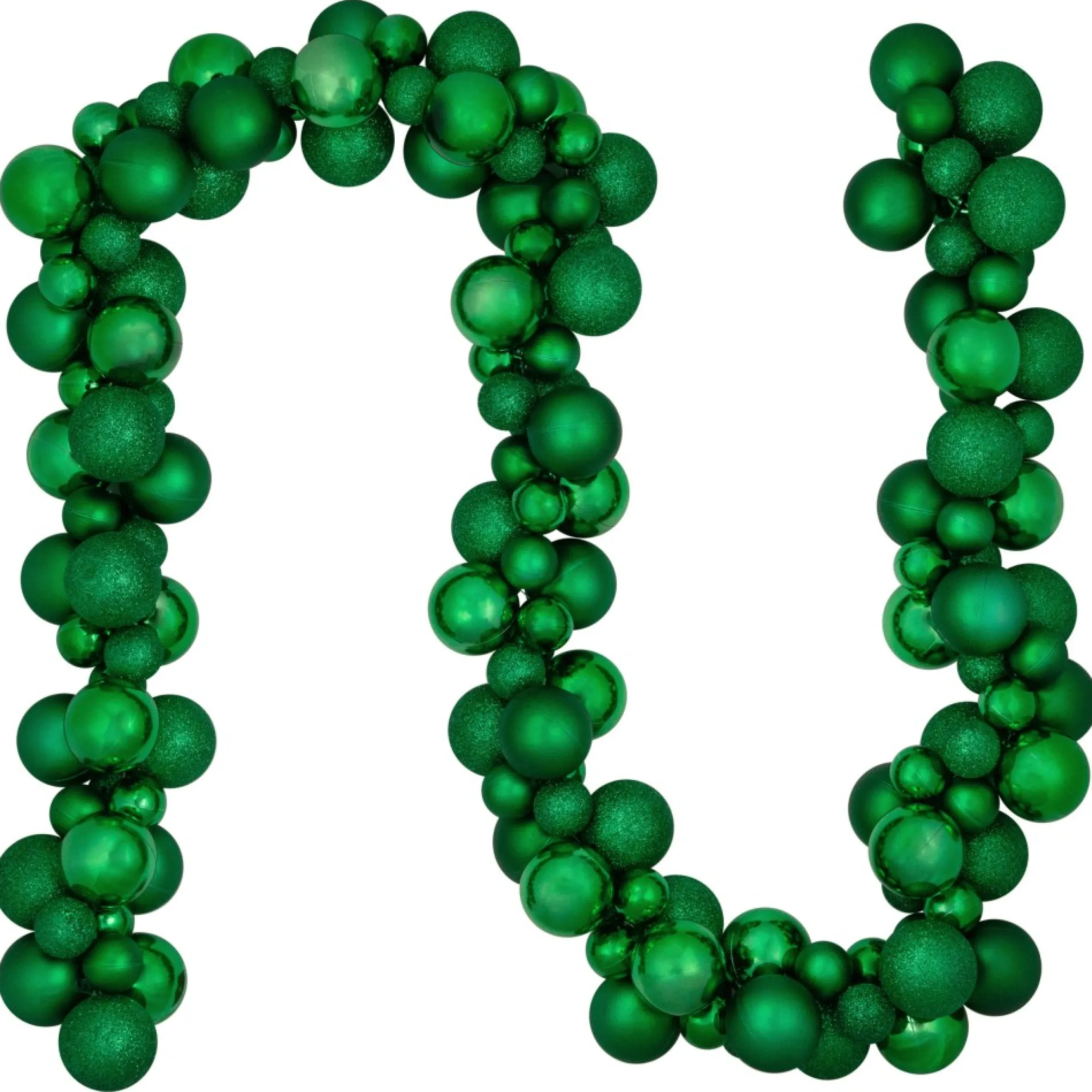 6' Green 3-Finish Shatterproof Ball Christmas Garland