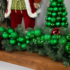 6' Green 3-Finish Shatterproof Ball Christmas Garland