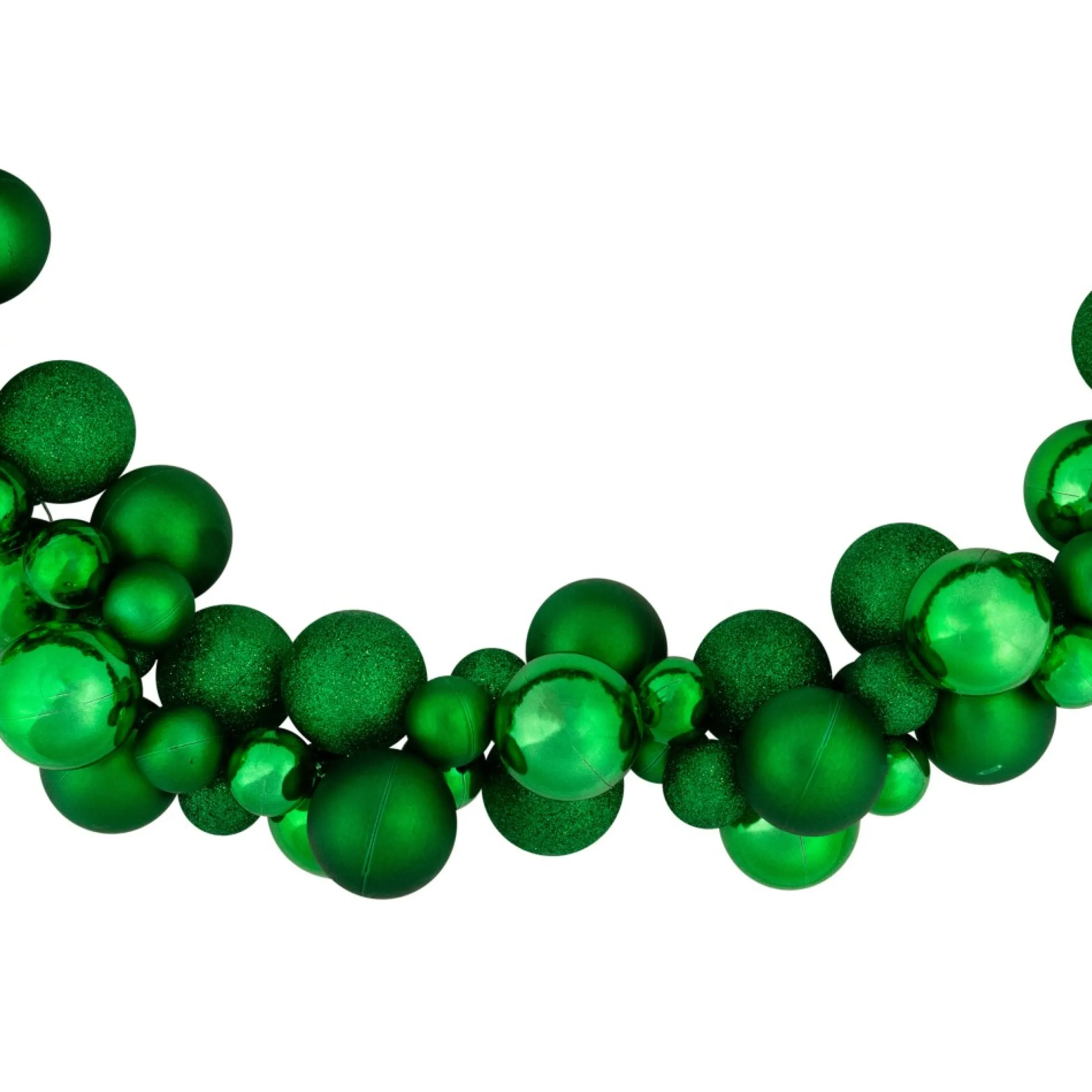 6' Green 3-Finish Shatterproof Ball Christmas Garland