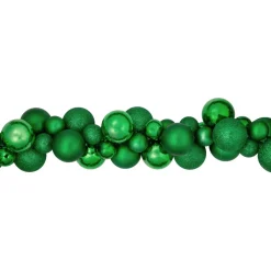 6' Green 3-Finish Shatterproof Ball Christmas Garland